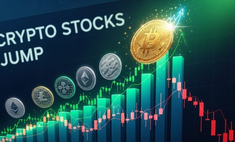 Crypto Stocks Jump Bitcoin