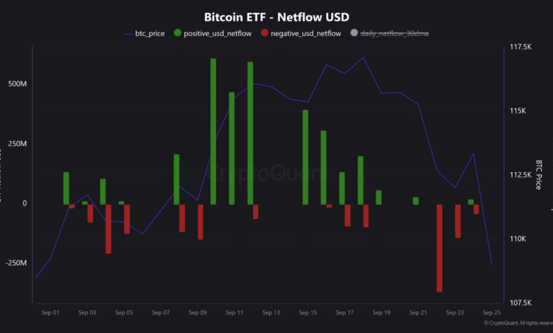 BTC ETFs Net Outflows Hit $1.1B in 6-Day Streak | Bitcoin News