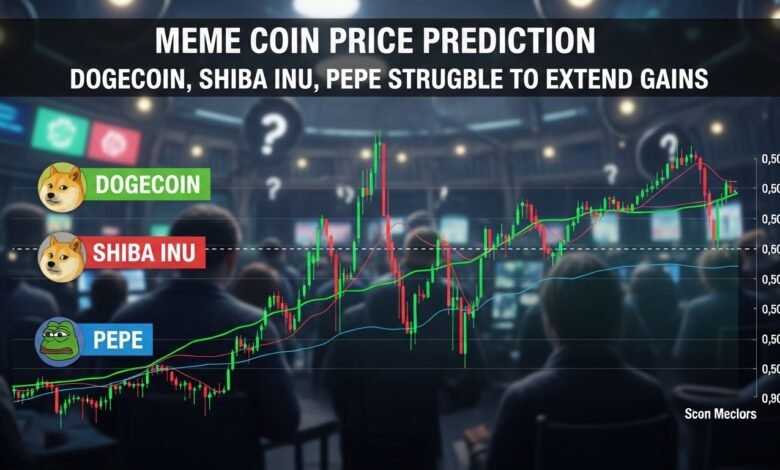 Meme Coins Price Prediction Dogecoin, Shiba Inu, Pepe Struggle to Extend Gains