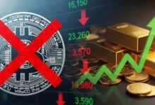 Bitcoin Rebound Cancelled as Stocks Fall and Gold Surges