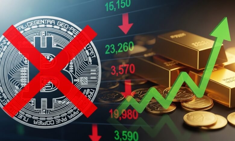 Bitcoin Rebound Cancelled as Stocks Fall and Gold Surges